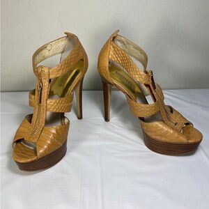 Michael Kors Tan Strappy Platform Heels